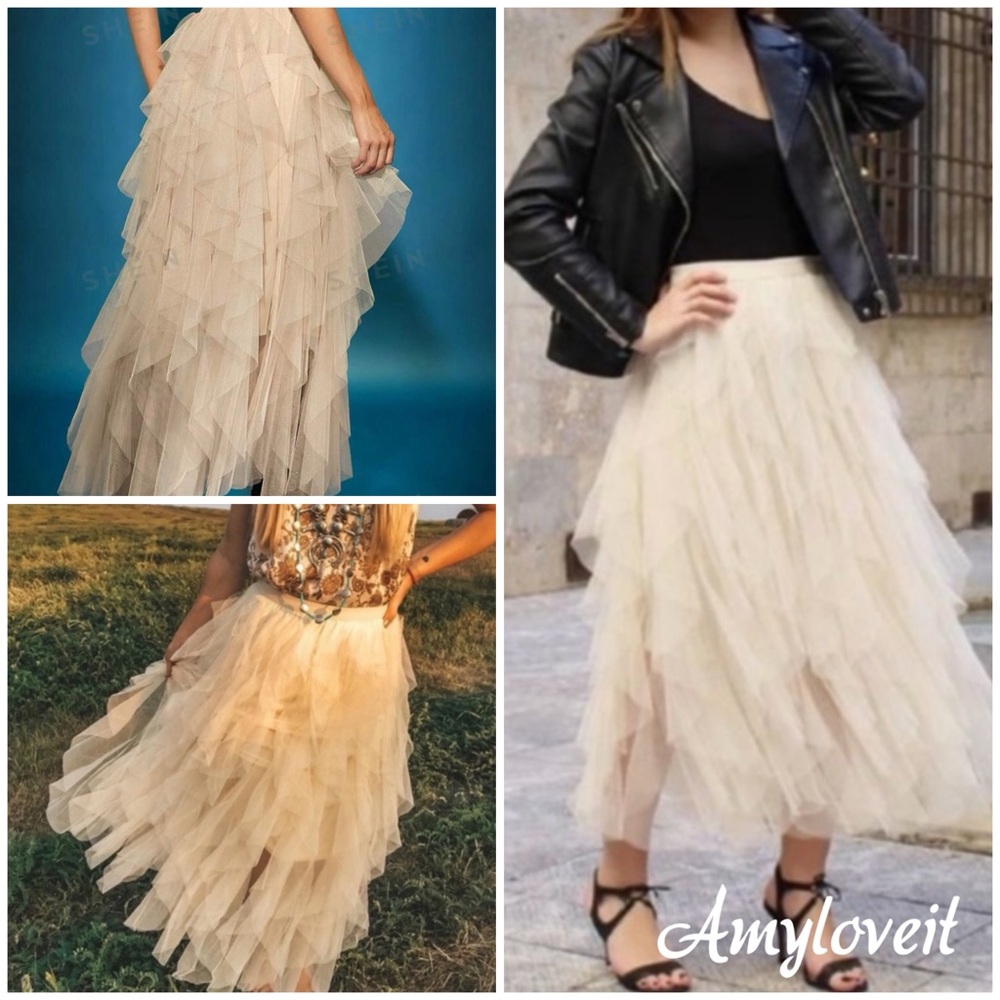 Soho Apparel Tiered Tulle Maxi Skirt #42